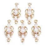Brass Micro Pave Cubic Zirconia Links Connectors, Long-Lasting Plated, Light Gold, Butterfly, Clear, 17.5x7x3mm, Hole: 1.2mm(KK-R111-008-B01)