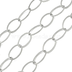 304 Stainless Steel Cable Chains, Soldered, with Spool, Stainless Steel Color, 15x9x1mm(CHS-P024-04P)