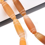 Natural Agate Beads Strands, Barrel, Dyed & Heated, 38~41x11~15mm, Hole: 2~3mm, about 8pcs/strand, 12.40~12.60 inch(31.5~32cm)(G-Q606-42F)