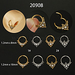 316L Surgical Stainless Steel Micro Pave Clear Cubic Zirconia Nose Rings, Triangle, Stainless Steel Color, Inner Diameter: 10mm, Pin: 1.2mm(WG1C8D8-06)
