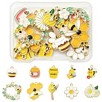 20Pcs 10 Styles Alloy Enamel Pendants, Honey Jar/Bees/Flower Charms, Light Gold, 17.5~27.5x13~27.5x1~3mm, Hole: 1.6~2mm, 2pcs/style(ENAM-YW0008-98)