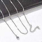 10Pcs 2MM 304 Stainless Steel Mixed Chain Necklaces, Tarnish Free, Stainless Steel Color, 17.72 inch(45cm)(NJEW-G203-06P)