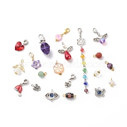 Alloy Pendant, Vary in Materials and Colors, Mixed Color, 12~106x7~23.5x1.5~17mm, Hole: 1.2~4.5mm(PALLOY-JF01864)