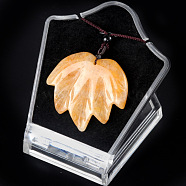 Natural Yellow Jasper Pendants Necklaces, Leaf, 14.96 inch(38cm)(PW-WG25252-04)