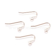 304 Stainless Steel French Earring Hooks, Flat Earring Hooks, Ear Wire, with Horizontal Loop, Rose Gold, 12x22x0.9mm, Hole: 2mm, Pin: 0.9mm(X-STAS-H436-07RG)