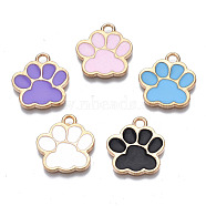 Alloy Enamel Pendants, Cadmium Free & Lead Free, Dog Paw Prints, Mixed Color, 17.5x16x1.5mm, Hole: 2mm(X1-ENAM-T016-22LG-RS)