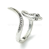 Snake Alloy Open Cuff Rings, Lead Free & Cadmium Free, Antique Silver, 24mm, Inner Diameter: 17mm(RJEW-K275-68AS)