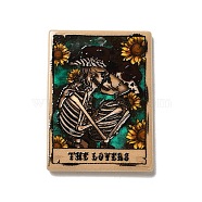 Printed Acrylic Pendants, Rectangle with Tarot Card Theme Pattern Charm, The Lover, Teal, 37.5x26.5x2mm, Hole: 1.7mm(MACR-O046-01E)