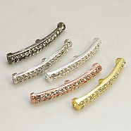 Alloy Rhinestone Tube Beads, Grade A, Crystal, Mixed Color, 32x4.5x5mm, Hole: 2mm(RB-B068-A01M)