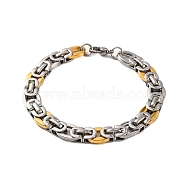 304 Stainless Steel Byzantine Chain Bracelets, with 201 Stainless Steeel Findings, Golden & Stainless Steel Color, 8-1/2 inch(21.5cm)(BJEW-B078-135GP)