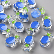 Transparent Enamel Acrylic Beads, Pineapple, Royal Blue, 25x15x9mm, Hole: 3.5mm(TACR-S155-002K)