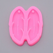 Feather Pendant Silicone Molds, Resin Casting Molds, For UV Resin, Epoxy Resin Jewelry Making, Hot Pink, 5.6x4.7x0.8cm, Hole: 3mm(DIY-WH0210-21)