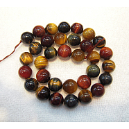 Gemstone Beads, Colorful Tiger Eye, Grade A, Round, Colorful, 8mm, Hole: 1mm, 46pcs/strand 15.2 inch(X-Z0RQR012)