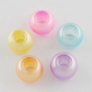 Spray Painted Glass Large Hole Beads, Rondelle, Mixed Color, 10~11x7.5~8mm, Hole: 3~3.5mm(X-DGLA-R014-10mm-M)