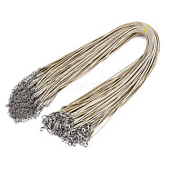 Waxed Cotton Cord Necklace Making, with Alloy Lobster Claw Clasps and Iron End Chains, Platinum, Dark Khaki, 17.12 inch(43.5cm), 1.5mm(MAK-S034-024)