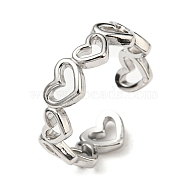 304 Stainless Steel Cuff Rings, Open Rings, Hollow Heart Ring for Women, Stainless Steel Color, 5.8mm, Inner Diameter: 17.5mm(RJEW-E076-01P)