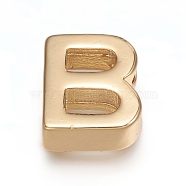 Brass Charms, Long-Lasting Plated, Letter, Letter.B, B: 9x7.5x3mm, Hole: 1.6mm(ZIRC-I037-01B-G)