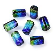 Handmade Silver Foil Glass Beads, Column, Colorful, 13~14x8~8.5mm, Hole: 1.4~1.8mm(LAMP-I027-03A)