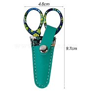 Stainless Steel Scissors, Sewing Scissors, with Imitation Leather Cover, Dark Cyan, 97x48mm(PW-WGA5A91-04)