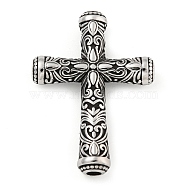 304 Stainless Steel Pendants, Cross Charm, Antique Silver, 45x33x8mm, Hole: 4.5mm(STAS-B057-04AS)