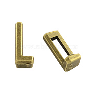 Tibetan Style Alloy Letter Slide Charms, Cadmium Free & Nickel Free & Lead Free, Letter.L, 11x2~8x4mm, Hole: 7x2mm, about 1135pcs/1000g(TIBEB-Q055-12AB-NR)
