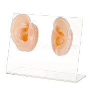 2Pcs 2 Styles Silicone Ear Flexible Model Body Part Displays, Earring Display Holder, with Plastic Stands, Mixed Color, Stand: 12x5.2x9.8cm, Silicone Ear: 5.9x3.8x3.1cm, 1pc/style, about 3pcs/set(ODIS-OC0001-67)