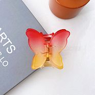 Frosted Transparent Resin Butterfly Hair Claw Clip, Gradient Color Hair Clip for Girls Women, Tomato, 70x70mm(OHAR-PW0003-009E)