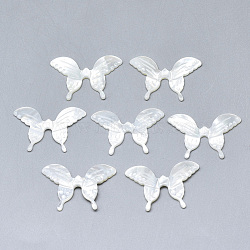 Natural White Shell Mother of Pearl Shell Beads, Butterfly, 20x29~30x2mm, Hole: 0.7mm(SSHEL-N036-055)