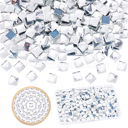 ELITE Square Glass Mosaic Tiles, Glass Cabochons, for Arts DIY Crafts, Clear, 9.5~10x9.5~10x4.5mm, 3bags(PORC-PH0001-33)