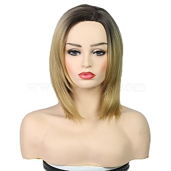 Balayage Short Bob Wigs for Women, Synthetic Wig, Heat Resistant High Temperature Fiber, Gold, 15.75inches(40cm)(OHAR-E014-03)
