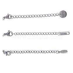 30Pcs Stainless Steel Chain Extender, with Lobster Claw Clasps & Curb Chains, Stainless Steel Color, 70~74x3mm(STAS-CJ0001-184)