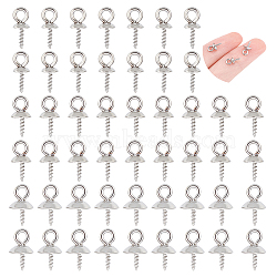 90Pcs 3 Size 201 Stainless Steel Cup Peg Bails Pendants, for Half-driled Beads, Stainless Steel Color, 10x4~6mm, Hole: 2mm, Pin: 1mm, 30Pcs/size(STAS-UN0040-24)