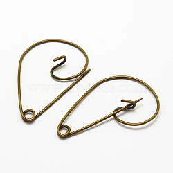 Iron Brooch Findings, Kilt Pins, Antique Bronze, 24x37.5x4.5mm, Pin: 1mm(IFIN-K028-01AB)