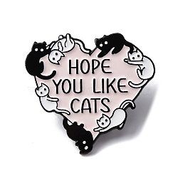 Cat Theme Enamel Pins, Alloy Brooches for Backpack Clothes, Pink, 30.5x28.5mm(JEWB-Q015-09E)