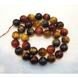 Gemstone Beads, Colorful Tiger Eye, Grade A, Round, Colorful, 8mm, Hole: 1mm, 46pcs/strand 15.2 inch(X-Z0RQR012)