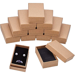 Kraft Paper Cardboard Jewelry Boxes, Ring/Necklace Box, Rectangle, BurlyWood, 8x5x2.5cm, 18pcs/set(CBOX-BC0001-09)