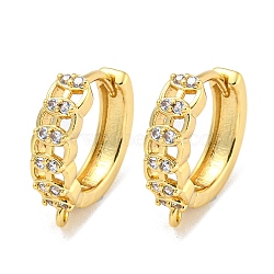 Rack Plating Brass Micro Pave Cubic Zirconia Hoop Earring Findings, Cadmium Free & Lead Free, Long-Lasting Plated, Real 18K Gold Plated, 16x4mm, Hole: 1.2mm(EJEW-C102-21B-G)