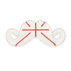 Platinum Alloy Enamel Mustache Pendant Links, White & Red, 25x60x2mm, Hole: 2mm(ENAM-J294-01P)