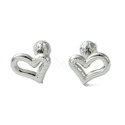 Non-Tarnish Ion Plating(IP) 304 Stainless Steel Ear Studs, Heart, Stainless Steel Color, 10x11.5mm(EJEW-Q801-13P)