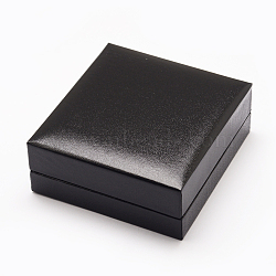 Plastic and Cardboard Bracelet Boxes, with Sponge Inside, Rectangle, Black, 91.5x86x35mm(OBOX-L002-11)