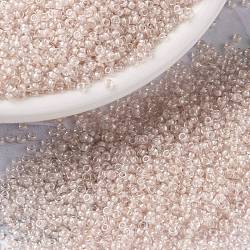 MIYUKI Round Rocailles Beads, Japanese Seed Beads, (RR215) Blush Lined Crystal, 15/0, 1.5mm, Hole: 0.7mm, about 5555pcs/bottle, 10g/bottle(SEED-JP0010-RR0215)