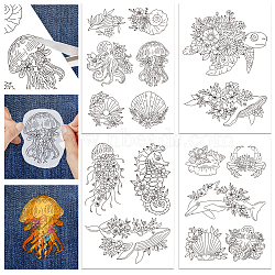 4 Sheets 11.6x8.2 Inch Stick and Stitch Embroidery Patterns, Non-woven Fabrics Water Soluble Embroidery Stabilizers, Flower, 297x210mmm(DIY-WH0455-121)