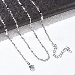 10Pcs 2MM 304 Stainless Steel Mixed Chain Necklaces, Tarnish Free, Stainless Steel Color, 17.72 inch(45cm)(NJEW-G203-06P)