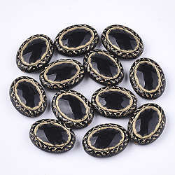 Plating Acrylic Beads, Metal Enlaced, Oval, Black, 17.5x13.5x6mm, Hole: 1.6mm, about 590pcs/500g(PACR-T008-06A)