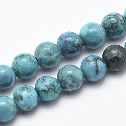 Natural Marble Beads Strands, Round, Dyed & Heated, Dark Turquoise, 8mm, Hole: 1mm, about 46pcs/strand, 15 inch(38cm)(X-G-K211-8mm-E)