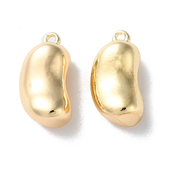 Brass Charms, Kidney Bean Charms, Real 18K Gold Plated, 10.5x5.5x4.5mm, Hole: 0.8mm