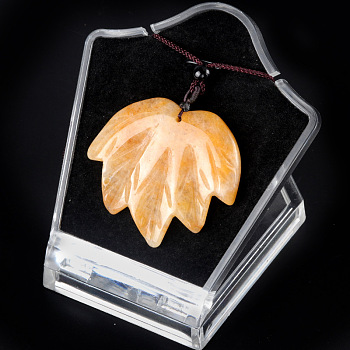 Natural Yellow Jasper Pendants Necklaces, Leaf, 14.96 inch(38cm)