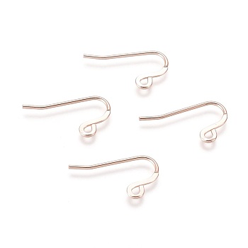304 Stainless Steel French Earring Hooks, Flat Earring Hooks, Ear Wire, with Horizontal Loop, Rose Gold, 12x22x0.9mm, Hole: 2mm, Pin: 0.9mm