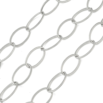 304 Stainless Steel Cable Chains, Soldered, with Spool, Stainless Steel Color, 15x9x1mm