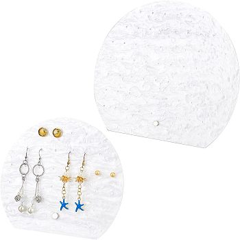 FINGERINSPIRE 2 Sets 2 Styles Detachable OPaque Acrylic Earring Display Stands, with Platinum Tone Alloy Holder, Round with Water Ripples, Seashell Color, 14~20x16~23x0.2cm, Hole: 2~4.5mm, 2pcs/set, 1 set/style